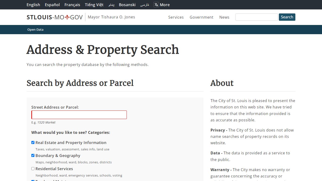 Address and Property Information Search - St. Louis